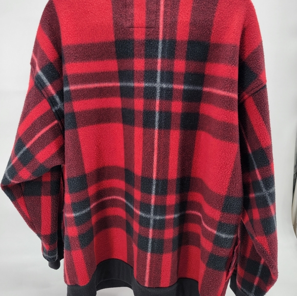 Vintage Bugle Boy Company Red Check Plaid 1/4 Zip Fishing Pullover Jacket XL - Picture 10 of 13